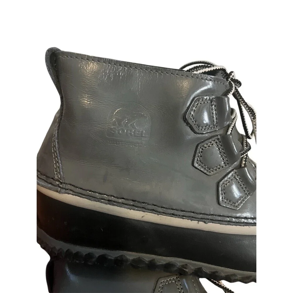 Sorel Out N About Womens Duck Boots Gray Black Lace Up Waterproof Size 9.5